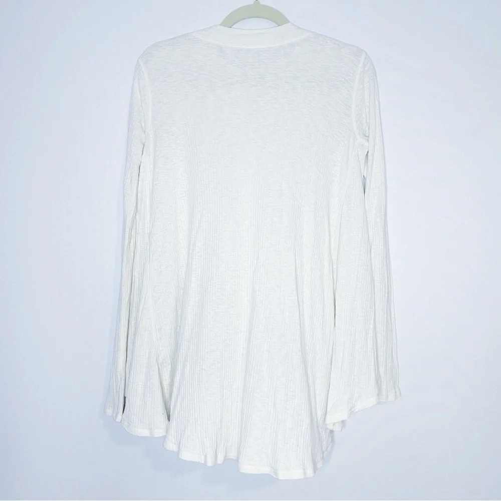 Free People - Off White High Low Ribbed Long Sleeve Top